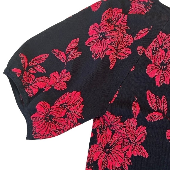 Liz Claiborne Women's Red Black Floral Holiday Winter Fall Sweater Blouse 2XL - Picture 6 of 9